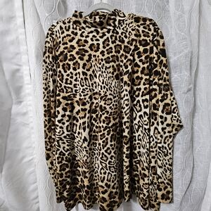 Susan Graver Liquid Knit- Leopard Print Blouse